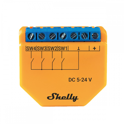 Shelly Plus i4 DC Leistungsrelais Orange