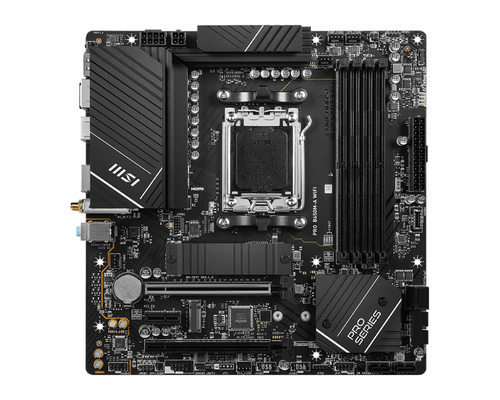 MSI PRO B650M-A WIFI, micro ATX AM5 Mainboard, 4x DDR5, max. 128 GB, 1x HDMI 2.1, WiFi MSI PRO B650M-A WIFI, micro ATX AM5 Mainboard, 4x DDR5, max. 128 GB, 1x HDMI 2.1, WiFi