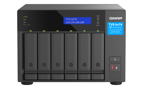 QNAP TVS-h674, 16 GB RAM, 6x Einschübe, 2x 2.5 GBit/s LAN, Tower NAS schwarz QNAP TVS-h674, 16 GB RAM, 6x Einschübe, 2x 2.5 GBit/s LAN, Tower NAS schwarz