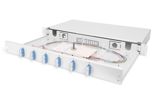 Digitus LWL-Splei&szlig;box&comma; 1HE&comma; best&uuml;ckt&comma; 6x SC DX&comma; OS2