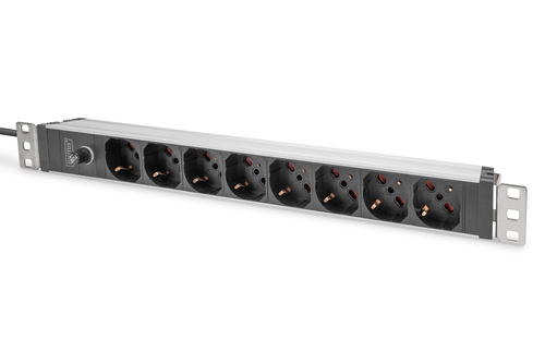 Digitus Steckdosenleiste mit Aluminiumprofil und Vorsicherung, 8-fach Italienische Ausgang, 2 m Zuleitung IEC C14 Stecker Digitus Steckdosenleiste mit Aluminiumprofil und Vorsicherung, 8-fach Italienische Ausgang, 2 m Zuleitung IEC C14 Stecker