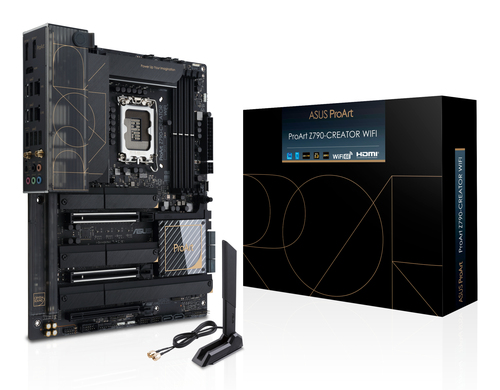 ASUS PROART Z790-CREATOR WIFI, ATX LGA 1700 Mainboard, 4x DDR5, max. 128 GB, 1x HDMI 2.1, 2x DisplayPort 1.4, WiFi ASUS PROART Z790-CREATOR WIFI, ATX LGA 1700 Mainboard, 4x DDR5, max. 128 GB, 1x HDMI 2.1, 2x DisplayPort 1.4, WiFi