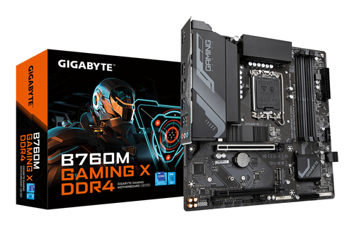GIGABYTE B760M GAMING X DDR4&comma; micro ATX LGA 1700 Mainboard&comma; 4x DDR4&comma; max&period; 128 GB&comma; 1x HDMI 2&period;0&comma; 1x DisplayPort