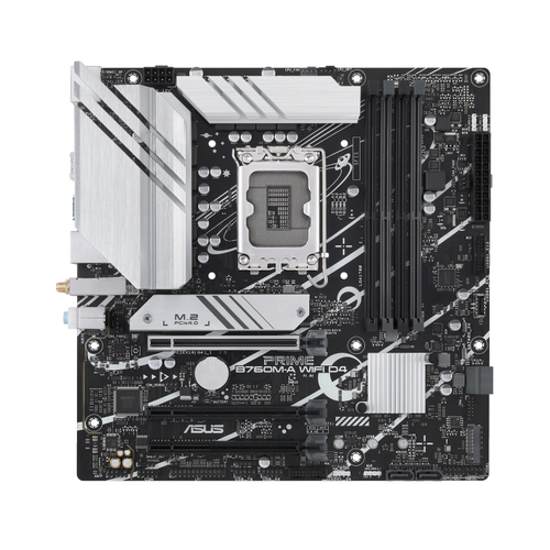 ASUS PRIME B760M-A WIFI D4, micro ATX LGA 1700 Mainboard, 4x DDR4, max. 128 GB, 2x HDMI 2.1, 1x DisplayPort 1.4, WiFi ASUS PRIME B760M-A WIFI D4, micro ATX LGA 1700 Mainboard, 4x DDR4, max. 128 GB, 2x HDMI 2.1, 1x DisplayPort 1.4, WiFi