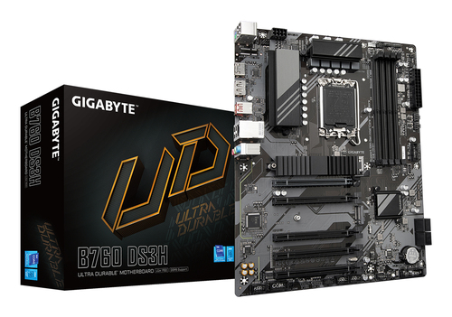 GIGABYTE B760 DS3H&comma; ATX LGA 1700 Mainboard&comma; 4x DDR5&comma; max&period; 256 GB&comma; 1x HDMI 2&period;0&comma; 1x DisplayPort 1&period;2