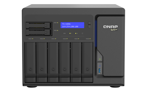 QNAP TS-h886, 8 GB RAM, 8x Einschübe, 4x 2.5 GBit/s LAN, Tower NAS schwarz QNAP TS-h886, 8 GB RAM, 8x Einschübe, 4x 2.5 GBit/s LAN, Tower NAS schwarz