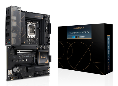 ASUS PROART B760-CREATOR D4, ATX LGA 1700 Mainboard, 4x DDR4, max. 128 GB, 1x HDMI 2.1, 1x DisplayPort 1.4, 1x USB-C ASUS PROART B760-CREATOR D4, ATX LGA 1700 Mainboard, 4x DDR4, max. 128 GB, 1x HDMI 2.1, 1x DisplayPort 1.4, 1x USB-C