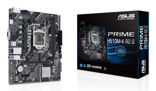 ASUS PRIME H510M-K R2&period;0&comma; micro ATX LGA 1200 &lpar;H5&rpar; Mainboard&comma; 2x DDR4&comma; max&period; 64 GB&comma; 1x HDMI