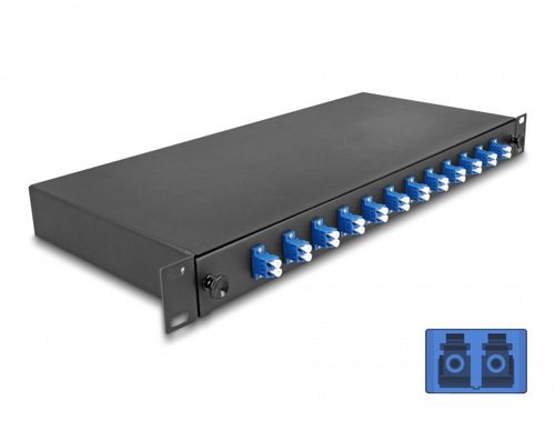 DeLOCK 19 LWL Spleißbox 12 x LC Duplex OS2 1HE komplett bestückt DeLOCK 19 LWL Spleißbox 12 x LC Duplex OS2 1HE komplett bestückt