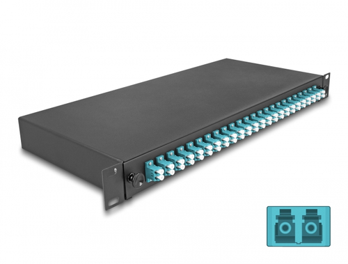 DeLOCK 19 LWL Spleißbox 24 x LC Duplex OM3 1HE komplett bestückt DeLOCK 19 LWL Spleißbox 24 x LC Duplex OM3 1HE komplett bestückt