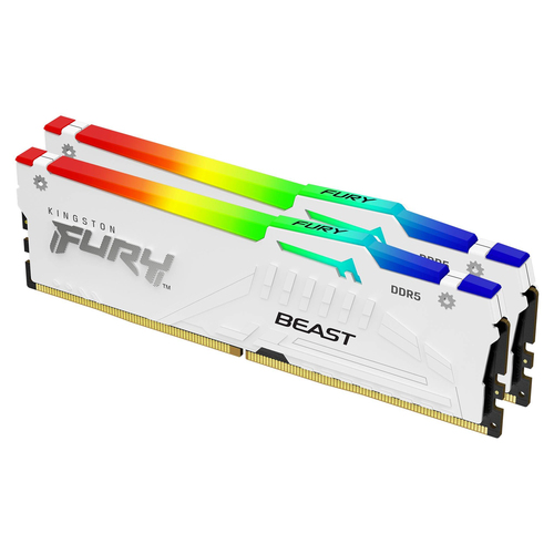DDR5RAM 2 x 32GB DDR5-5600&comma; Kingston Technology FURY Beast 64 GB 5600 MT&sol;s DDR5 CL36 DIMM &lpar;2er-Kit&rpar; White RGB EXPO&comma; DIMM&comma; CL36 Kit