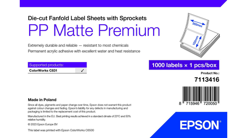 EPSON PP MATTE LABEL PREM DIE-CUT EPSON PP MATTE LABEL PREM DIE-CUT