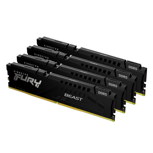 DDR5RAM 4 x 16GB DDR5-5600, Kingston Technology FURY Beast 64 GB 5600 MT/s DDR5 CL40 DIMM (4er-Kit) Black XMP, DIMM, CL40 Kit DDR5RAM 4 x 16GB DDR5-5600, Kingston Technology FURY Beast 64 GB 5600 MT/s DDR5 CL40 DIMM (4er-Kit) Black XMP, DIMM, CL40 Kit