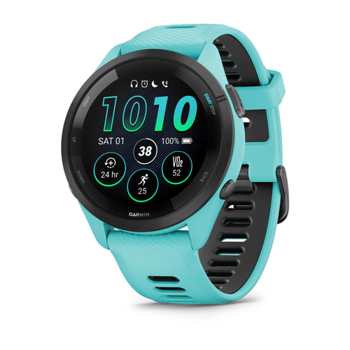Garmin Forerunner 265&comma; blau&comma; schwarz&comma; Touchscreen&comma; rund&comma; Sportuhr