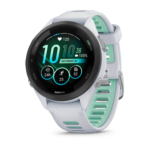Garmin Forerunner 265S&comma; t&uuml;rkis&comma; wei&szlig;&comma; Touchscreen&comma; rund&comma; Sportuhr