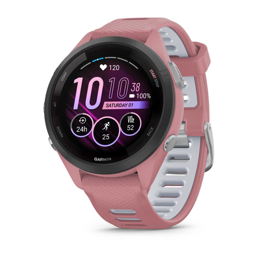 Garmin Forerunner 265S&comma; pink&comma; wei&szlig;&comma; Touchscreen&comma; rund&comma; Sportuhr