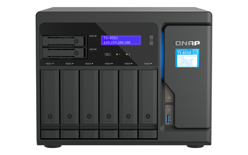 QNAP TS-855X&comma; 8 GB RAM&comma; 8x Einsch&uuml;be&comma; 3x 10 GBit&sol;s LAN&comma; Tower NAS schwarz