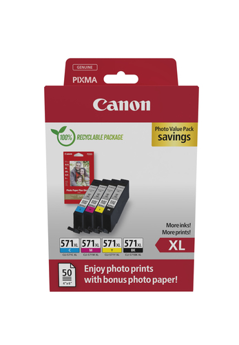 Canon CLI-571XL BK/C/M/Y Photo Value Pack inkl. Photo-Papier