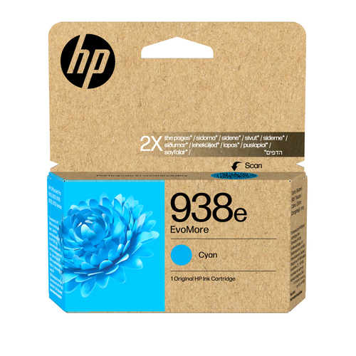 HP 938e EvoMore Cyan Original Ink Cartridge, original, cyan HP 938e EvoMore Cyan Original Ink Cartridge, original, cyan