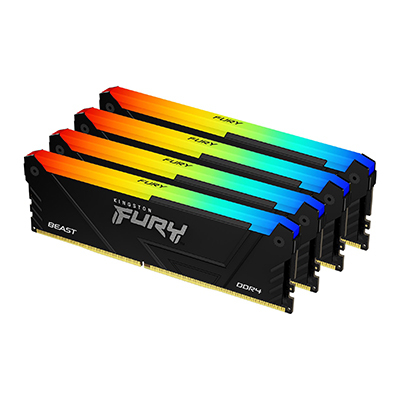 DDR4RAM 4 x 16GB DDR4-3200, Kingston Technology FURY Beast 64GB 3200MT/s DDR4 CL16 DIMM (4er-Kit) RGB, DIMM, CL16 Kit DDR4RAM 4 x 16GB DDR4-3200, Kingston Technology FURY Beast 64GB 3200MT/s DDR4 CL16 DIMM (4er-Kit) RGB, DIMM, CL16 Kit