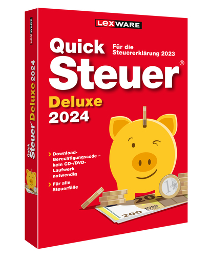 Lexware QuickSteuer Deluxe 2024, Steuererklärung, Box, 1 Lizenz(en), 1 Jahr(e) Lexware QuickSteuer Deluxe 2024, Steuererklärung, Box, 1 Lizenz(en), 1 Jahr(e)