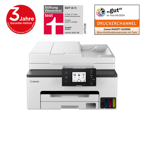 Canon GX2050, Tintenstrahl, bis A4, 600 x 1200 DPI, WLAN, schwarz, weiß Canon GX2050, Tintenstrahl, bis A4, 600 x 1200 DPI, WLAN, schwarz, weiß