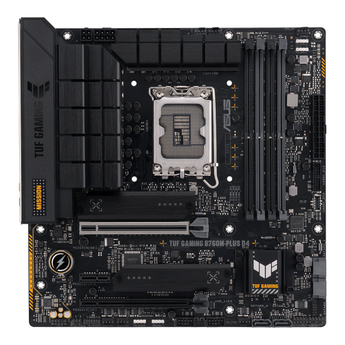 ASUS TUF GAMING B760M-PLUS D4, micro ATX LGA 1700 Mainboard, 4x DDR4, max. 128 GB, 1x HDMI, 1x DisplayPort, WiFi ASUS TUF GAMING B760M-PLUS D4, micro ATX LGA 1700 Mainboard, 4x DDR4, max. 128 GB, 1x HDMI, 1x DisplayPort, WiFi