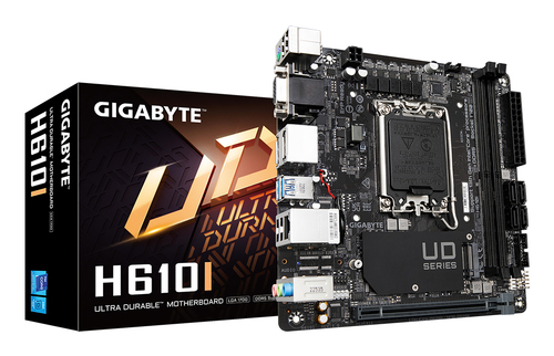 GIGABYTE H610I&comma; mini ITX LGA 1700 Mainboard&comma; 2x DDR5&comma; max&period; 64 GB&comma; 1x HDMI 2&period;0&comma; 2x DisplayPort 1&period;2