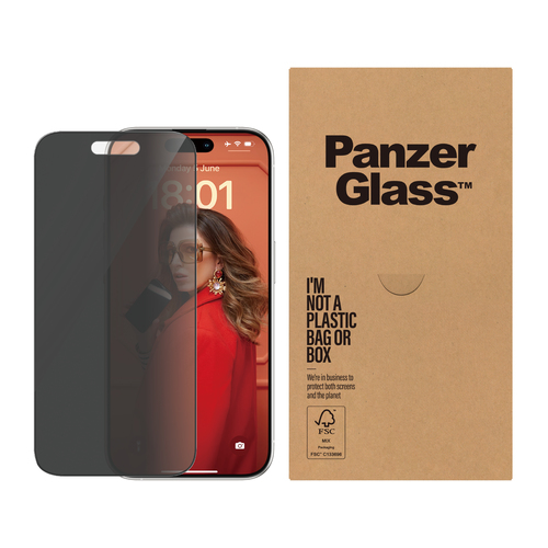 PanzerGlass PanzerGlass Privacy Screen Protector iPhone 15 Pro &vert; Ultra-Wide Fit w&period; EasyAligner &vert; Bulk
