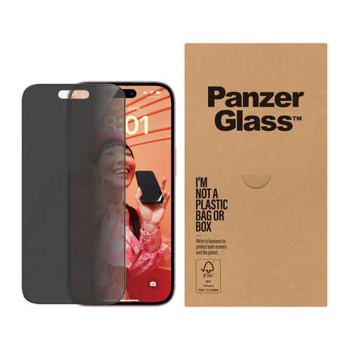PanzerGlass PanzerGlass Privacy Screen Protector iPhone 15 &vert; Ultra-Wide Fit w&period; EasyAligner &vert; Bulk