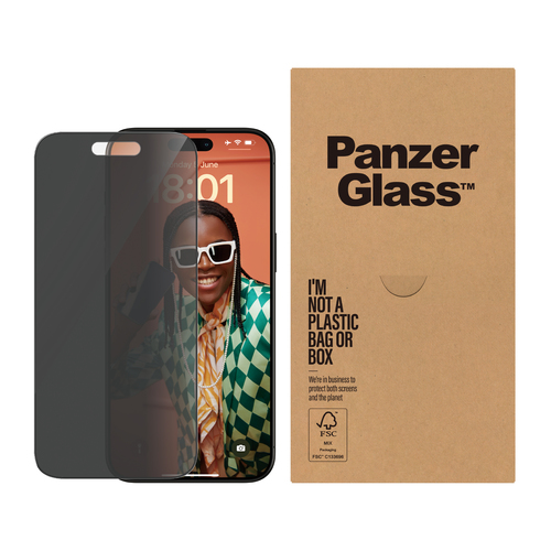 PanzerGlass PanzerGlass Privacy Screen Protector iPhone 15 Pro Max &vert; Ultra-Wide Fit w&period; EasyAligner &vert; Bulk
