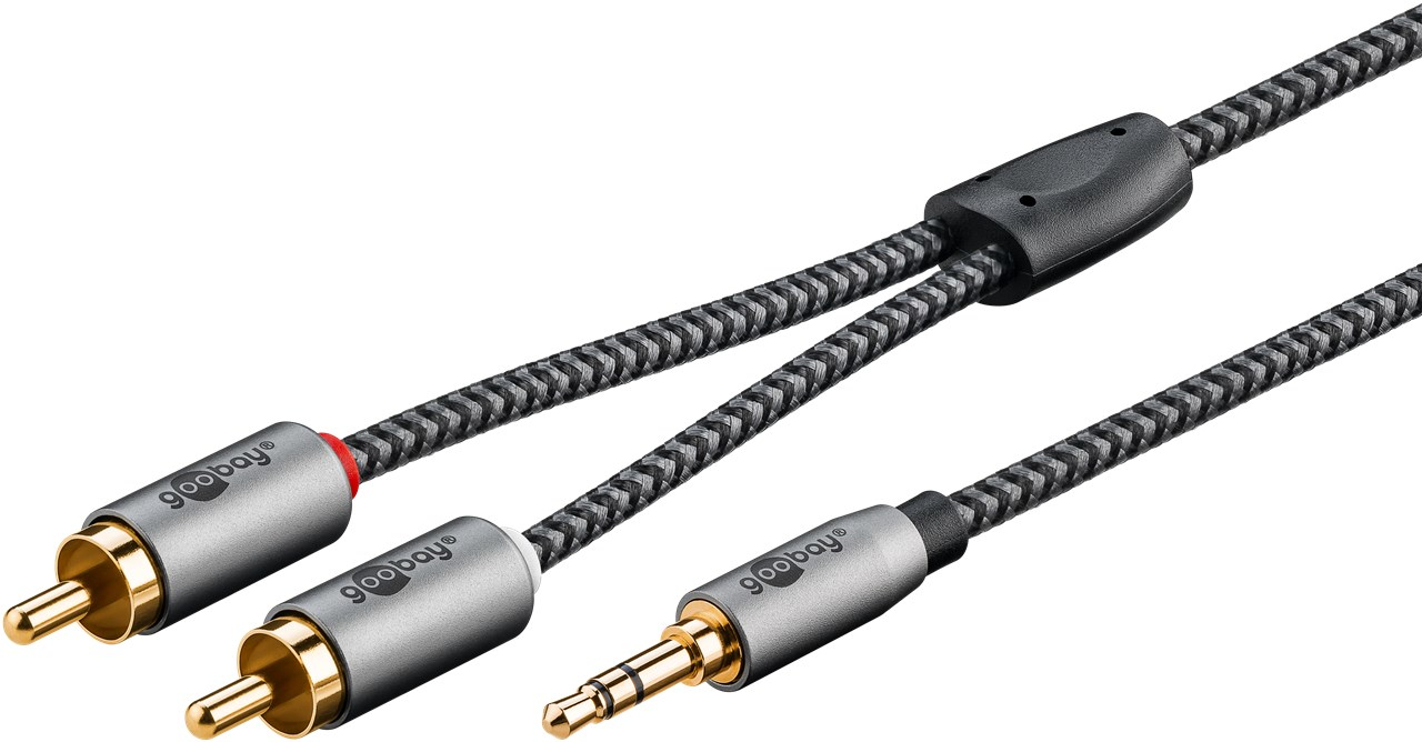 1m Audio Adapterkabel 3,5-mm-Klinke zu Stereo-Cinch- Stecker, Textilkabel, goobay 1m Audio Adapterkabel 3,5-mm-Klinke zu Stereo-Cinch- Stecker, Textilkabel, goobay