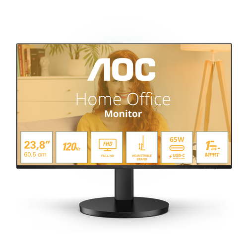 23.8 Zoll AOC 24B3CF2, 60,5cm TFT, 120 Hz, Full HD, 4ms, 1x HDMI, integrierter USB-Hub 23.8 Zoll AOC 24B3CF2, 60,5cm TFT, 120 Hz, Full HD, 4ms, 1x HDMI, integrierter USB-Hub