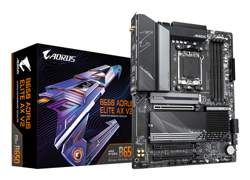 GIGABYTE B650 AORUS ELITE AX V2&comma; ATX AM5 Mainboard&comma; 4x DDR5&comma; max&period; 256 GB&comma; 1x HDMI 2&period;1&comma; 1x DisplayPort 1&period;4&comma; 2x USB-C&comma; WiFi