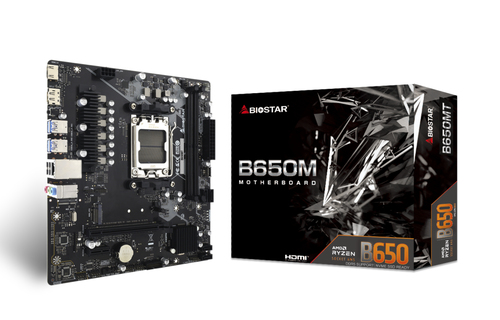 Biostar B650MT, micro ATX AM5 Mainboard, 2x DDR5, max. 96 GB, 1x HDMI 1.4, 1x DisplayPort 1.2 Biostar B650MT, micro ATX AM5 Mainboard, 2x DDR5, max. 96 GB, 1x HDMI 1.4, 1x DisplayPort 1.2