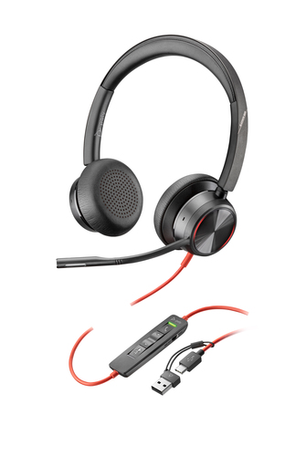 HP Poly Blackwire 8225 Stereo USB-C Headset &plus;USB-C&sol;A Adapter