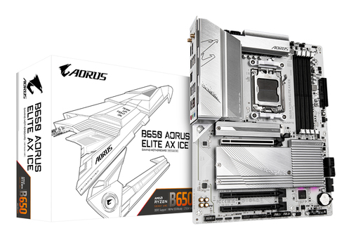 GIGABYTE B650 AORUS ELITE AX ICE, ATX AM5 Mainboard, 4x DDR5, max. 256 GB, 1x HDMI 2.1, 1x DisplayPort 1.4, 2x USB-C, WiFi GIGABYTE B650 AORUS ELITE AX ICE, ATX AM5 Mainboard, 4x DDR5, max. 256 GB, 1x HDMI 2.1, 1x DisplayPort 1.4, 2x USB-C, WiFi