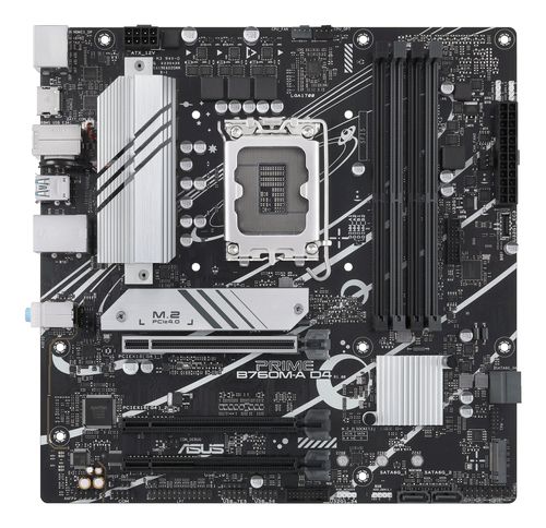 ASUS PRIME B760M-A D4-CSM&comma; micro ATX LGA 1700 Mainboard&comma; 4x DDR4&comma; max&period; 128 GB&comma; 2x HDMI 2&period;1&comma; 1x DisplayPort 1&period;4