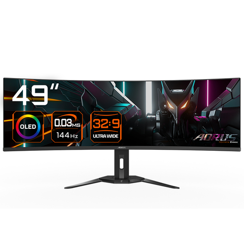 49 Zoll GIGABYTE AORUS CO49DQ, 124,5cm TFT, 144 Hz, Dual QHD, 0,03ms, 2x HDMI, 1x DP, integrierter USB-Hub 49 Zoll GIGABYTE AORUS CO49DQ, 124,5cm TFT, 144 Hz, Dual QHD, 0,03ms, 2x HDMI, 1x DP, integrierter USB-Hub