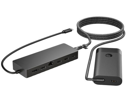 HP Universal USB-C Hub and Laptop Charger Combo, USB 3.2 Gen 1 (3.1 Gen 1) Type-C, schwarz, USB Power Delivery HP Universal USB-C Hub and Laptop Charger Combo, USB 3.2 Gen 1 (3.1 Gen 1) Type-C, schwarz, USB Power Delivery