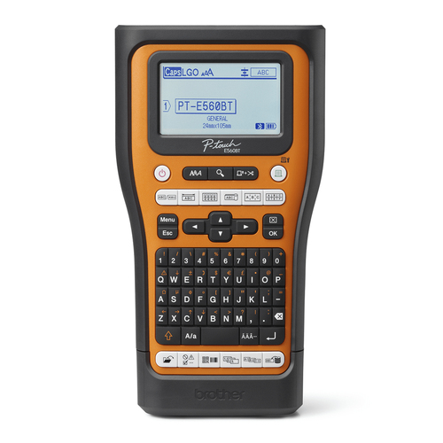 Brother PT-E560BTSP&comma; W&auml;rme&uuml;bertragung&comma; Akkubetrieb&comma; LCD&comma; Beschriftungssystem
