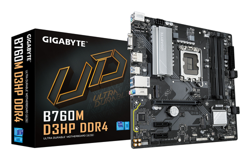 GIGABYTE B760M D3HP DDR4 Motherboard - Unterstützt Intel Core 14. Generation CPUs, 4+1+1 Phasen Digital VRM, bis zu 5333MHz DDR4 (OC), 2xPCIe 4.0 M.2, GbE LAN, USB 3.2 Gen1 GIGABYTE B760M D3HP DDR4 Motherboard - Unterstützt Intel Core 14. Generation CPUs, 4+1+1 Phasen Digital VRM, bis zu 5333MHz DDR4 (OC), 2xPCIe 4.0 M.2, GbE LAN, USB 3.2 Gen1