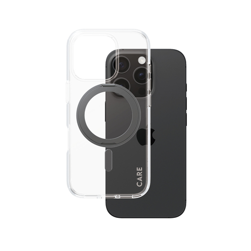 PanzerGlass CARE by PanzerGlass Case Transparent w&period; Black Kickstand & MagSafe iPhone 16 Pro