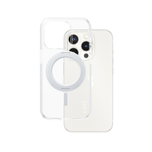 PanzerGlass CARE by PanzerGlass Case Transparent w&period; Silver Kickstand & MagSafe iPhone 15 Pro