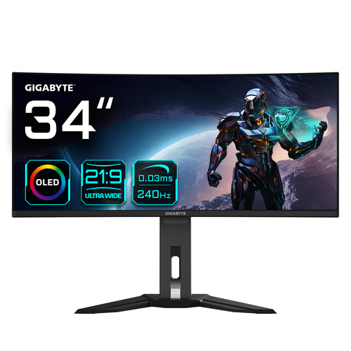 34 Zoll GIGABYTE MO34WQC2, 86,4cm TFT, 240 Hz, Wide Quad HD, 0,03ms, 2x HDMI, 1x DP, integrierter USB-Hub 34 Zoll GIGABYTE MO34WQC2, 86,4cm TFT, 240 Hz, Wide Quad HD, 0,03ms, 2x HDMI, 1x DP, integrierter USB-Hub