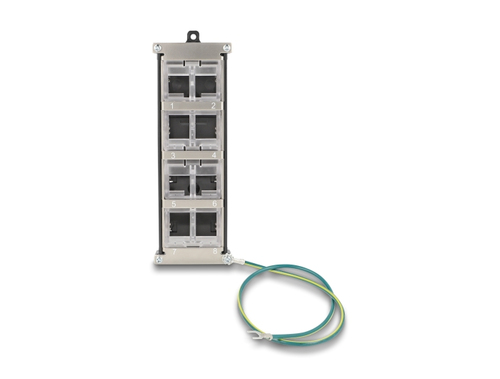 DeLOCK Keystone Halterung 8 Port neigbar f&uuml;r Hutschiene oder Wandmontage