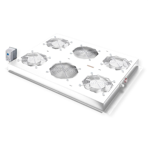 ROLINE 19 Zoll Dachl&uuml;ftereinheit 4 L&uuml;fter Thermostat grau