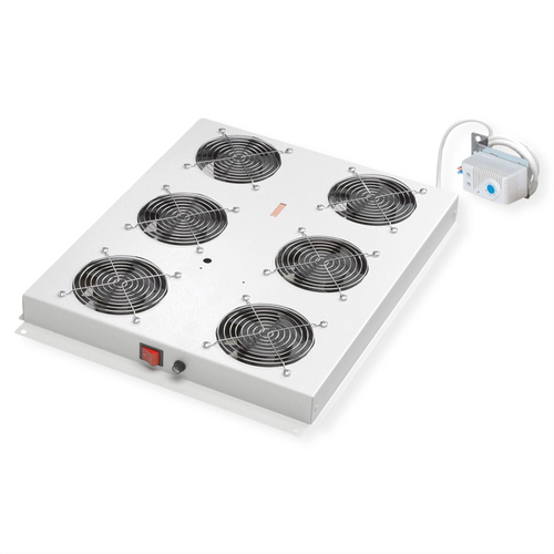 ROLINE 19 Zoll Dachl&uuml;ftereinheit 6 L&uuml;fter Thermostat grau