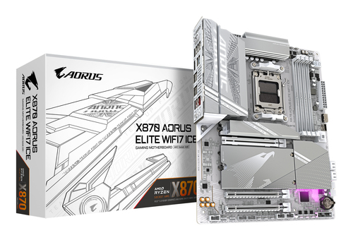 GIGABYTE X870 AORUS ELITE WIFI7 ICE Mainboard - Unterstützt AMD Ryzen 9000 CPUs, 16+2+2 Phasen Digitales VRM, bis zu 8200MHz DDR5 (OC), 3xPCIe 5.0 + 1xPCIe 4.0, Wi-Fi 7, 2.5GbE LAN, USB 4 GIGABYTE X870 AORUS ELITE WIFI7 ICE Mainboard - Unterstützt AMD Ryzen 9000 CPUs, 16+2+2 Phasen Digitales VRM, bis zu 8200MHz DDR5 (OC), 3xPCIe 5.0 + 1xPCIe 4.0, Wi-Fi 7, 2.5GbE LAN, USB 4
