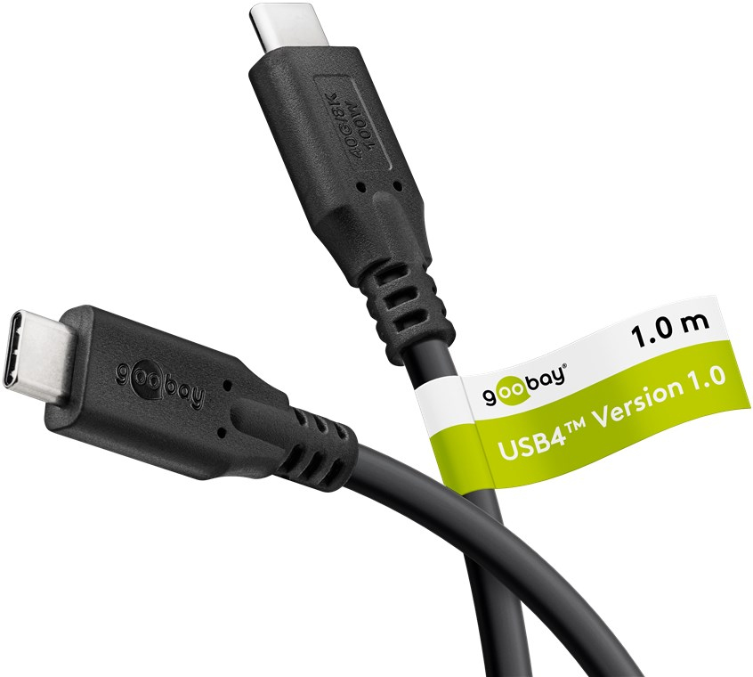 1m USB 4.0-Kabel 100W, USB-C-Stecker > USB-C-Stecker (40 Gbit/s/ 100 W) goobay, schwarz, Power Delivery 1m USB 4.0-Kabel 100W, USB-C-Stecker > USB-C-Stecker (40 Gbit/s/ 100 W) goobay, schwarz, Power Delivery